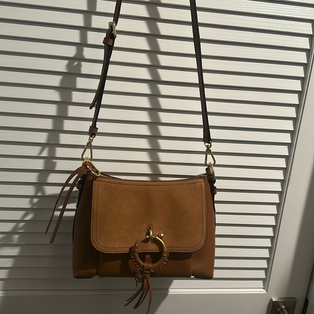 NWOT See By Chloe Joan Leather and Suede Caramel Crossbody Bag.